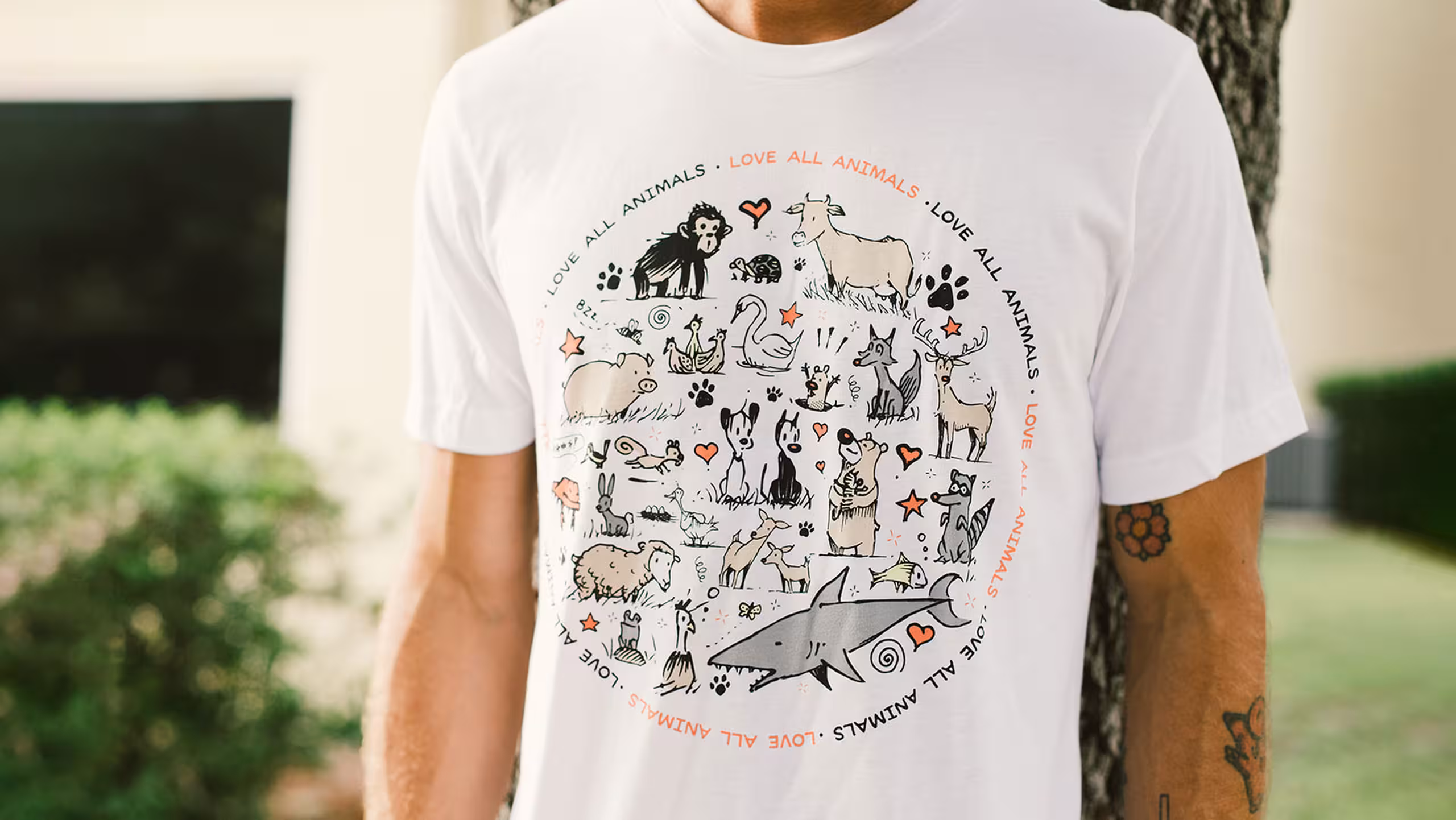 Love All Animals white t-shirt