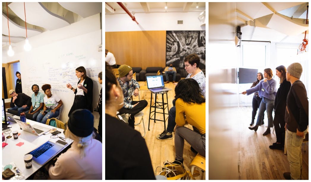 three images side-by-side of people meeting three images side-by-side of people meeting
